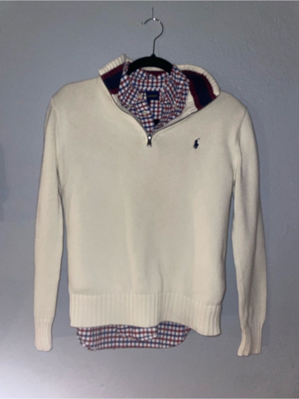 Polo Ralph Lauren Cream Quarter-Zip & plaid Oxford